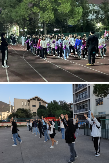 各方阵训练备战校运动会